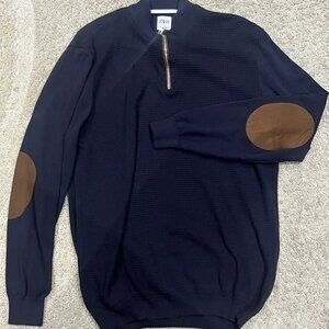 ZARA Elbow patch quarter zip